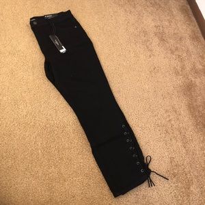 Black Lace-Up Jeans